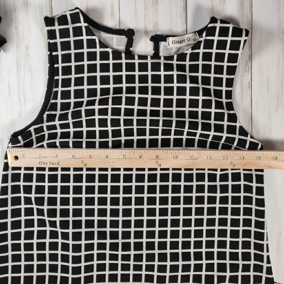 Ginger G black and white square print dress d46 - Picture 5 of 8